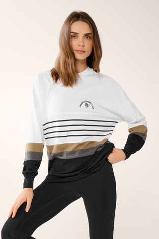 CENTERED PANELLED OVERSIZED LONG SLEEVE TEE BLACK