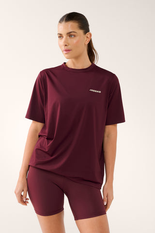 VIVID BOXY MESH TEE CHERRY
