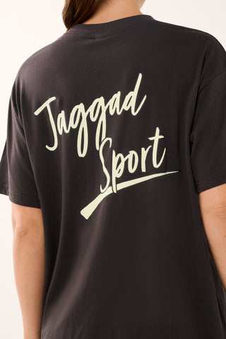 SCRIPT OVERSIZED TEE CHOCOLATE