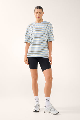 REPEAT DROP SHOULDER TEE FOG BLUE STRIPE