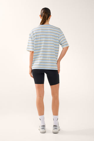 REPEAT DROP SHOULDER TEE FOG BLUE STRIPE