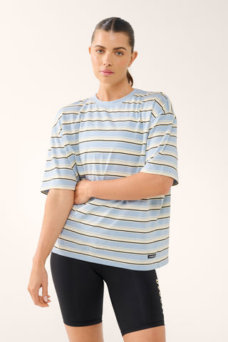 REPEAT DROP SHOULDER TEE FOG BLUE STRIPE