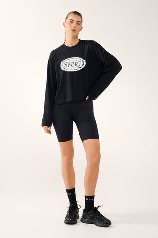 SPORT OVERSIZED BOXY LONG SLEEVE TEE BLK