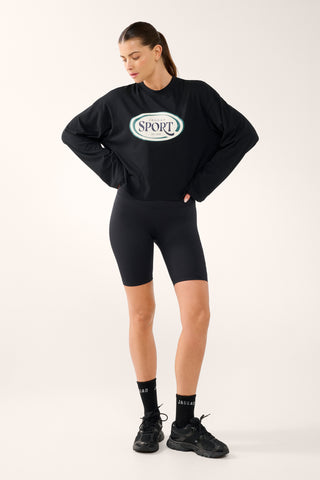 SPORT OVERSIZED BOXY LONG SLEEVE TEE BLK
