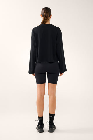 SPORT OVERSIZED BOXY LONG SLEEVE TEE BLK