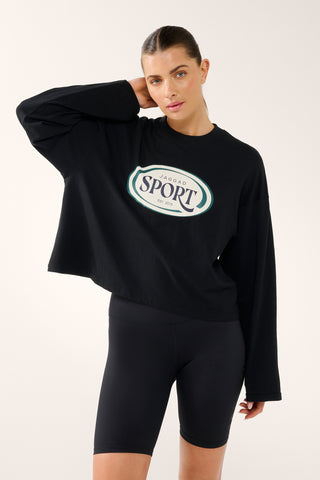 SPORT OVERSIZED BOXY LONG SLEEVE TEE BLK