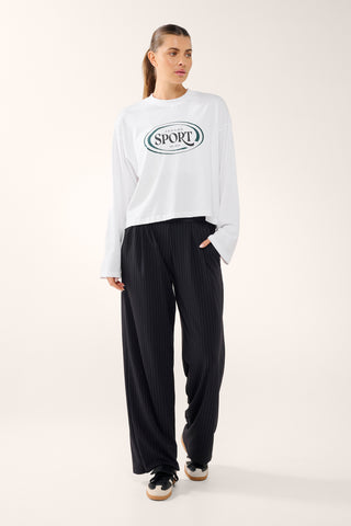 SPORT OVERSIZED BOXY LONG SLEEVE TEE WHITE