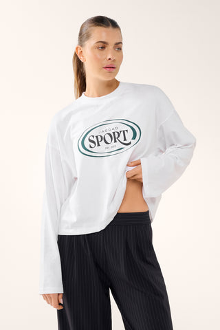 SPORT OVERSIZED BOXY LONG SLEEVE TEE WHITE
