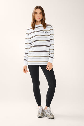 CENTERED OVERSIZED LONG SLEEVE TEE WHITE