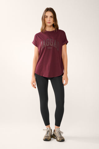 COLLEGIATE CUFFED SLEEVE TEE CHERRY