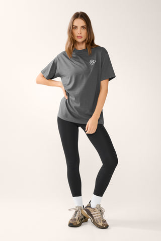 CENTERED OVERSIZED TEE CHARCOAL MARLE