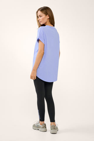 REPLAY CUFFED SLEEVE TEE CORNFLOWER BLUE