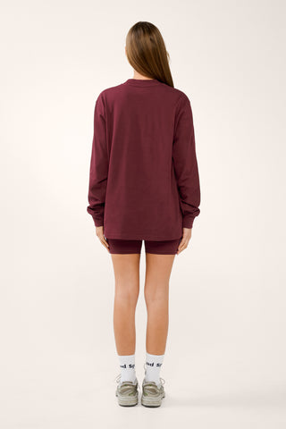 JGD OVERSIZED LONG SLEEVE V-NECK TEE CHERRY