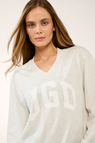 JGD OVERSIZED LONG SLEEVE V-NECK TEE OATMEAL MARLE