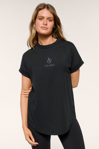 LONDON CUFFED SLEEVE TEE BLACK