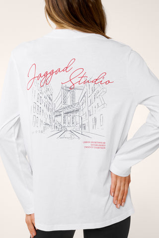 BROOKLYN ICON LONG SLEEVE TEE WHITE
