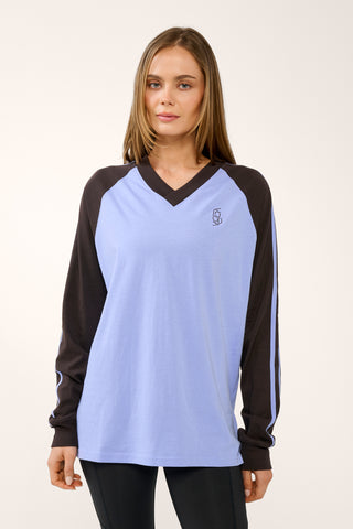 DRIFT OVERSIZED LONG SLEEVE V-NECK TEE CORNFLOWER BLUE