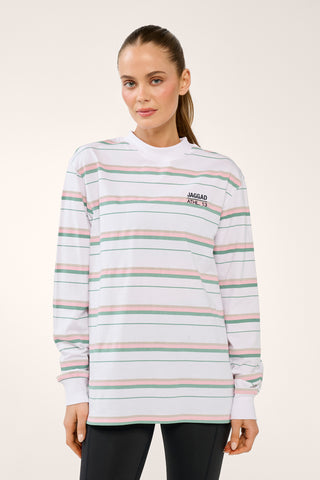 POISE OVERSIZED LONG SLEEVE TEE SAGE STRIPE