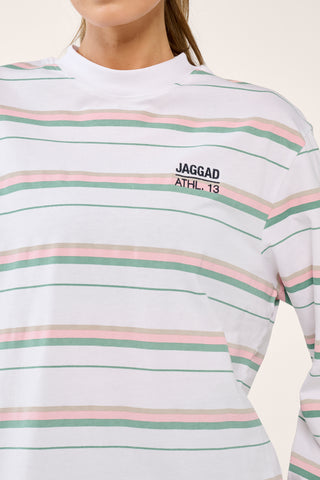 POISE OVERSIZED LONG SLEEVE TEE SAGE STRIPE