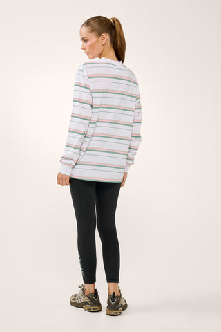 POISE OVERSIZED LONG SLEEVE TEE SAGE STRIPE