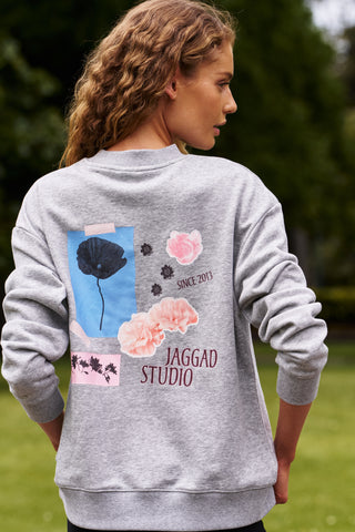 COLLAGE BOXY SWEATER GREY MARLE