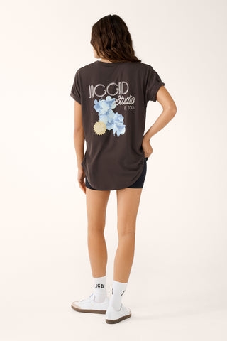 ORCHID CUFFED SLEEVE TEE COFFEE BEAN