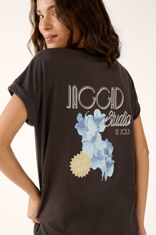 ORCHID CUFFED SLEEVE TEE COFFEE BEAN