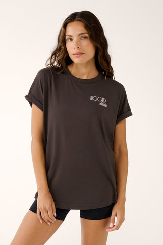 ORCHID CUFFED SLEEVE TEE COFFEE BEAN