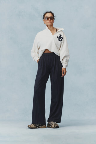 DRIFT PLEAT PANT NAVY PINSTRIPE