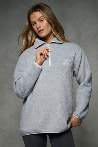TERRAIN LONGLINE HALF-ZIP THERMAFLEECE SWEATER GREY MARLE