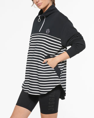 VOYAGE LONGLINE HALF-ZIP SWEATER BLACK