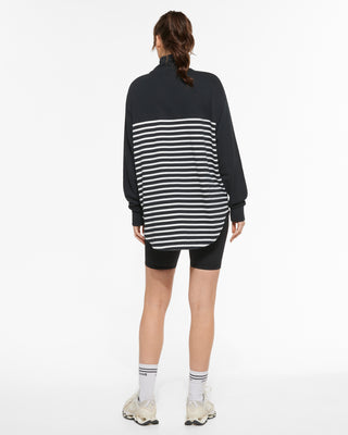 VOYAGE LONGLINE HALF-ZIP SWEATER BLACK