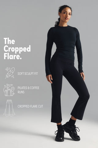 ASTOR CROPPED ACTIVE FLARE PANT BLACK