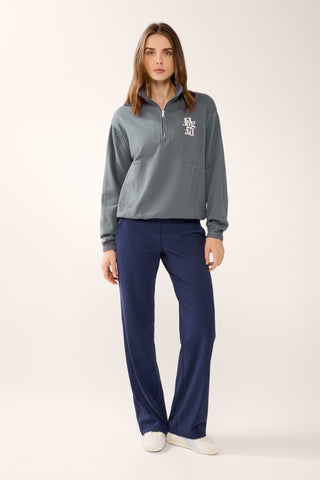 TULUM ZIP-NECK SWEATER STEEL