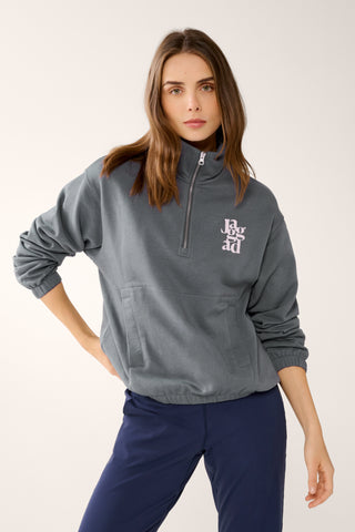 TULUM ZIP-NECK SWEATER STEEL